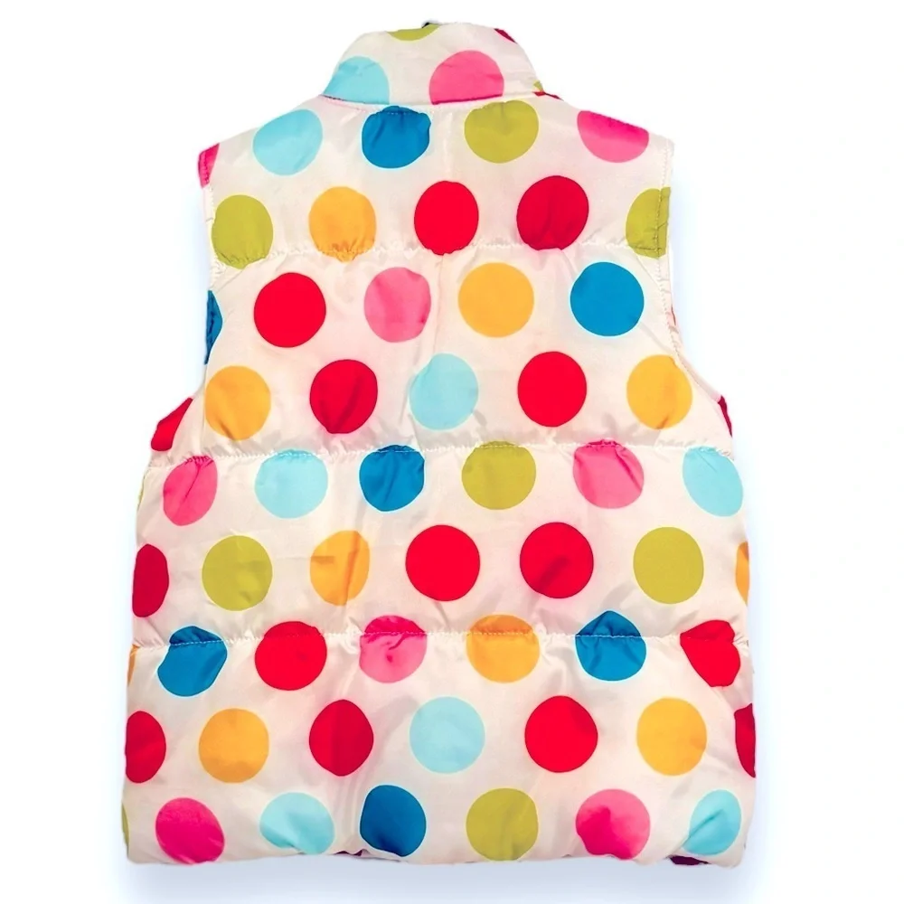 Gymboree Girls M (7-8) Multicolor Polka Dot Zip Up Puffer Vest with Pockets